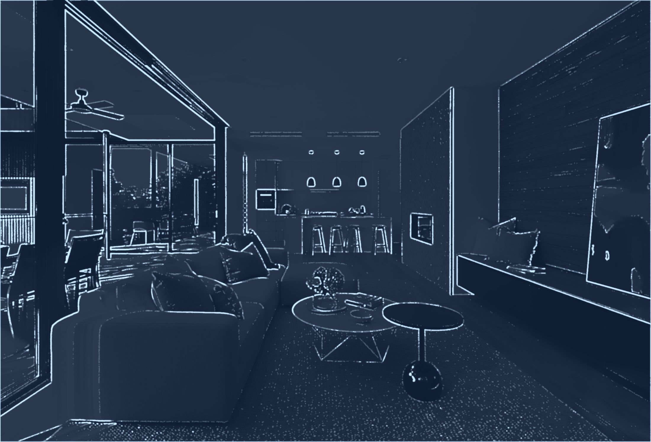 Revit 3D model view of the same living space